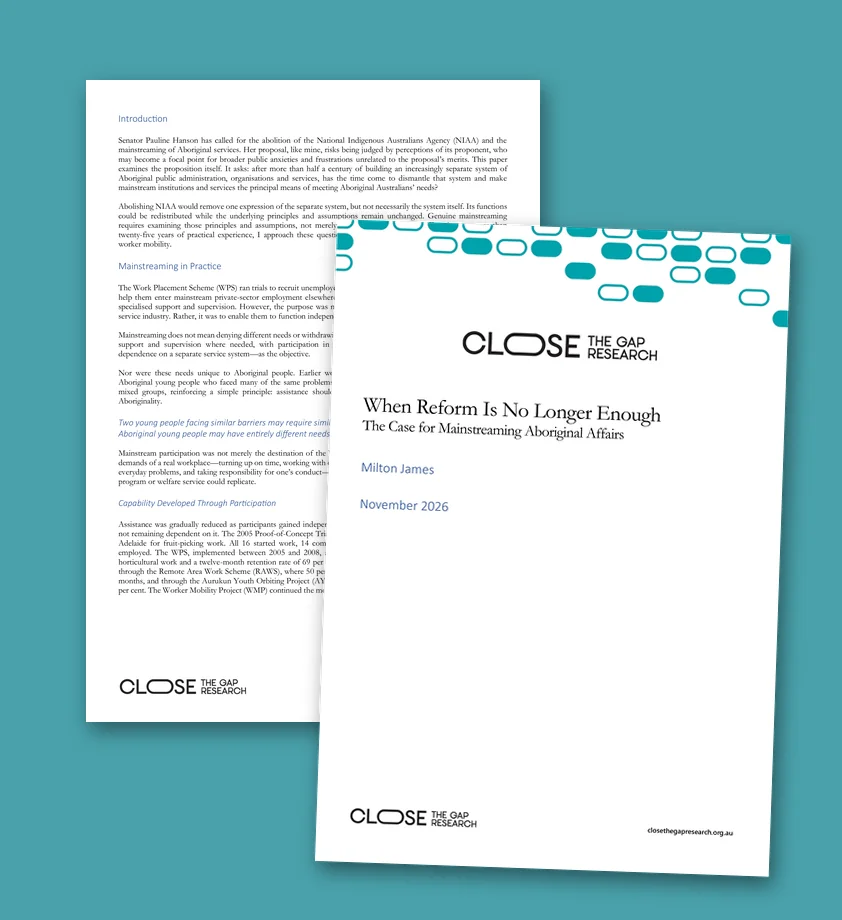 When reform is no longer enough: The case for mainstreaming Aboriginal affairs paper